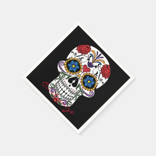 Dekorierte menschliche Schädel Art Thunder_Cove Serviette (Ecke)