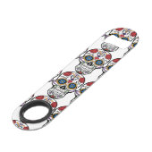 Dekorierte menschliche Schädelkunst Thunder_Cove Speed Flaschenöffner (Rückseite Schrägansicht)