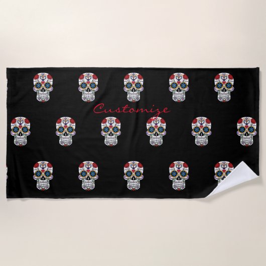 Dekorierte menschliche Schädelkunst Thunder_Cove Strandtuch (Vorderseite)