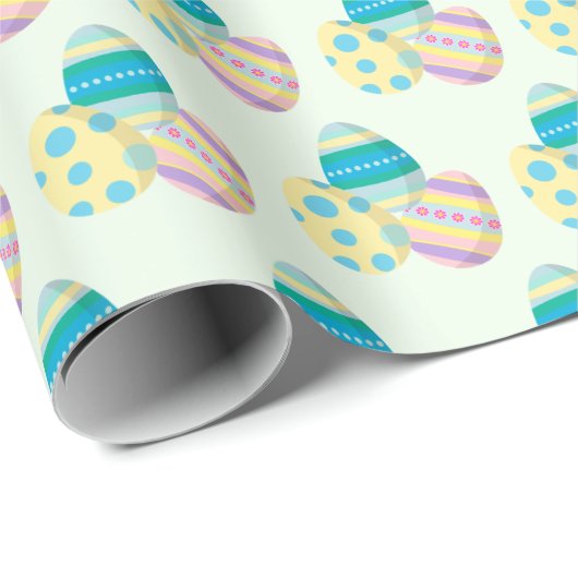 Dekorierte Ostereier Farbenfrohe Muster Ostern Geschenkpapier (Rolleneckpunkt)