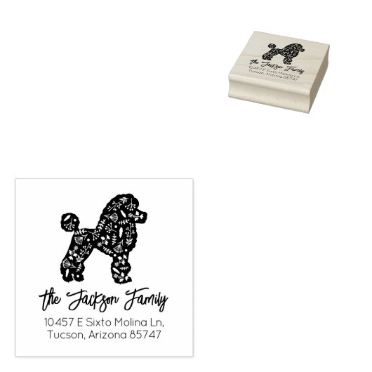 Dekorierte Poodle-Rücksendeadresse Gummistempel (Stempel)