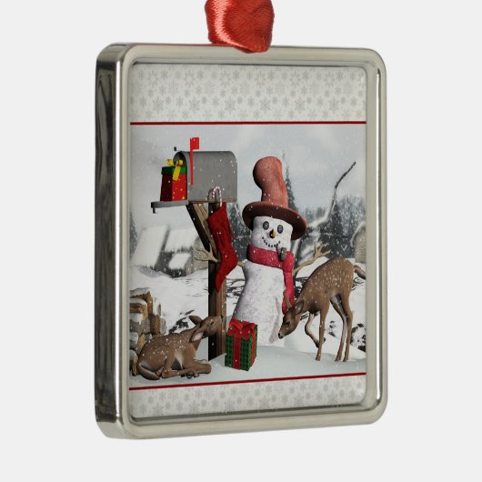Dekorierte Postbox Snowman Deer Silver Ornament (Rechts)