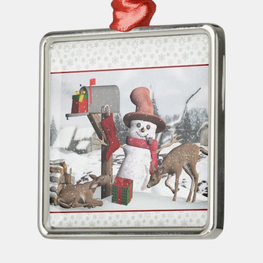 Dekorierte Postbox Snowman Deer Silver Ornament (Links)