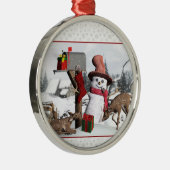Dekorierte Postbox Snowman Deer Silver Ornament (Rechts)