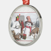 Dekorierte Postbox Snowman Deer Silver Ornament (Links)