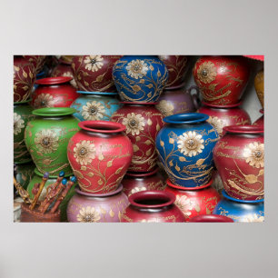 Dekorierte Pots, Huaraz, Cordillera Blanca Poster