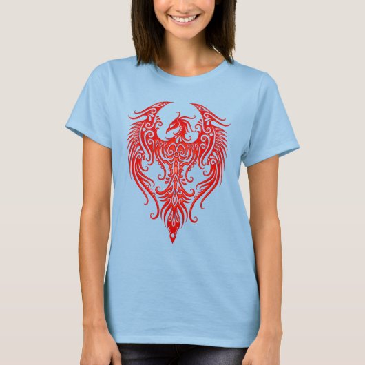 Dekorierte Red Tribal Phoenix T-Shirt (Vorderseite)