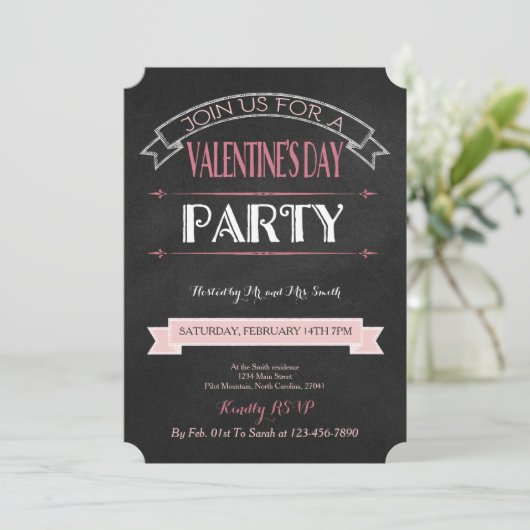 Dekorierte Tafel| Valentinische Party Einladung (Stehend Vorderseite)