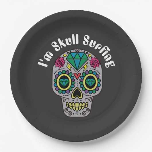 Dekorierte Teller aus Abstraktem Schädelpapier (Vorderseite)