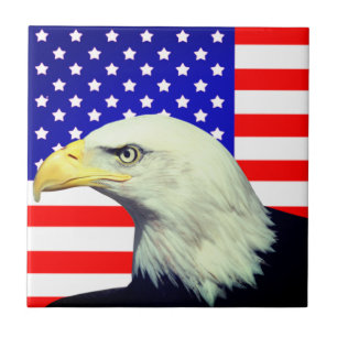 Dekorierte Tile mit amerikanischer Flagge und Adle Fliese
