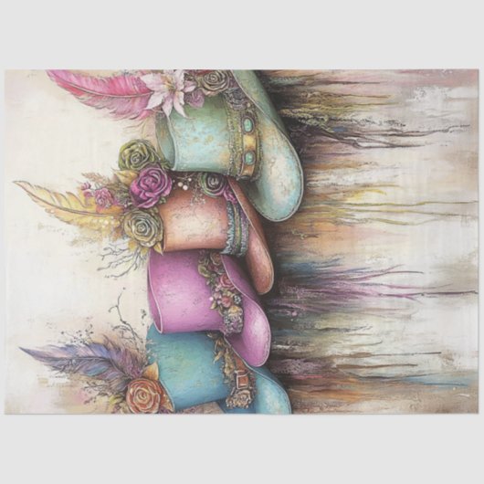 Dekorierte Verzierte Hats Feathers Elements Seidenpapier (Vorderseite)