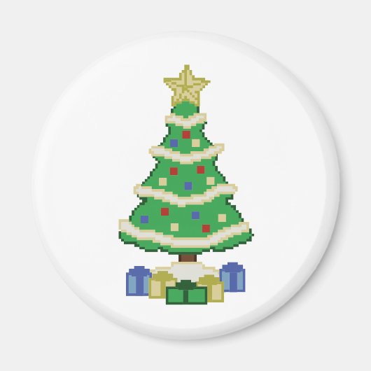Dekorierte Weihnachtsbaum 8bit Video Game Style Ma Magnet (Vorne)