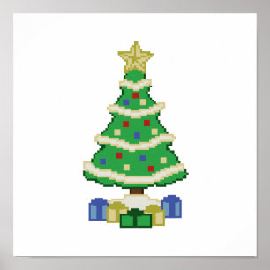 Dekorierte Weihnachtsbaum 8bit Video Game Style Po Poster