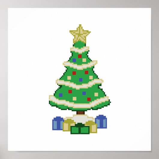 Dekorierte Weihnachtsbaum 8bit Video Game Style Po Poster (Vorne)
