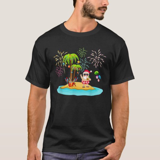 Dekorierte Weihnachtspalme Tropische Xmas Coconu T-Shirt (Vorderseite)