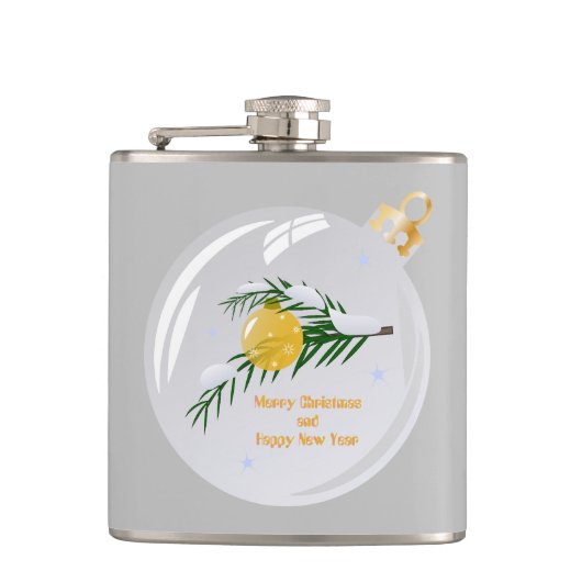 Dekorierte Weihnachtszweig in Bauble Flachmann (Vorderseite)
