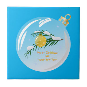 Dekorierte Weihnachtszweig in Bauble Fliese