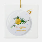 Dekorierte Weihnachtszweig in Bauble Keramikornament (Rückseite)