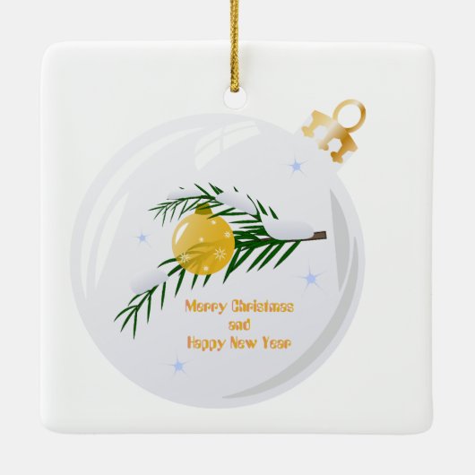 Dekorierte Weihnachtszweig in Bauble Keramikornament (Rückseite)