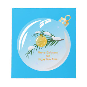 Dekorierte Weihnachtszweig in Bauble Notizblock