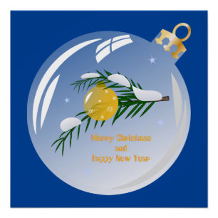 Dekorierte Weihnachtszweig in Bauble Poster