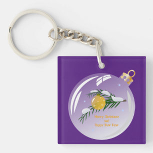 Dekorierte Weihnachtszweig in Bauble Schlüsselanhänger