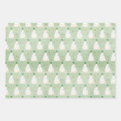 Dekorierte weiße Weihnachtsbaumen Grüner Stern & O Geschenkpapier Set (Vorderseite)