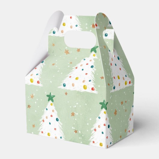 Dekorierte weiße Weihnachtsbaumen Grüner Stern & O Geschenkschachtel (Vorderseite)