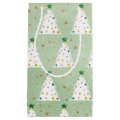 Dekorierte weiße Weihnachtsbaumen Grüner Stern & O Kleine Geschenktüte (Vorderseite)