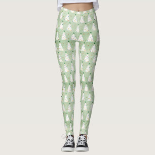 Dekorierte weiße Weihnachtsbaumen Grüner Stern & O Leggings