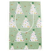 Dekorierte weiße Weihnachtsbaumen Grüner Stern & O Mittlere Geschenktüte (Vorderseite)