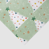 Dekorierte weiße Weihnachtsbaumen Grüner Stern & O Seidenpapier (Detail)