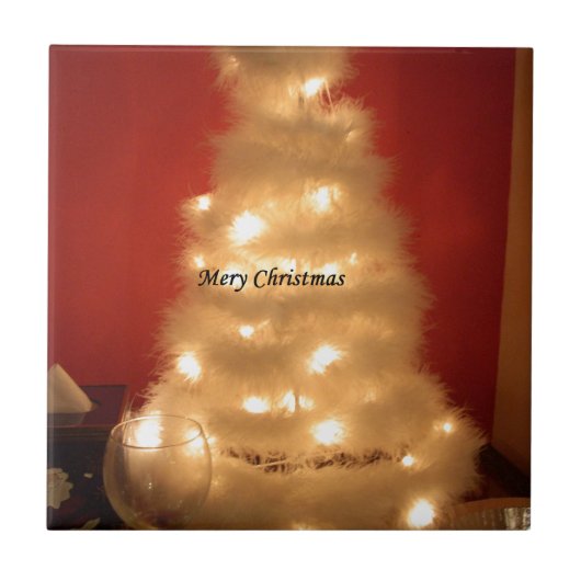 Dekorierte weiße Weihnachtsbaumsammlung Fliese (Vorderseite)