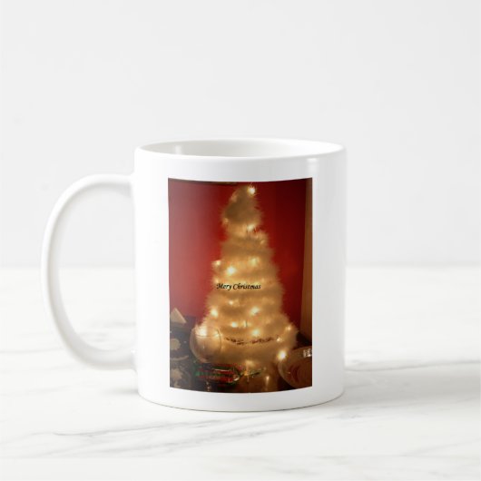 Dekorierte weiße Weihnachtsbaumsammlung Kaffeetasse (Links)