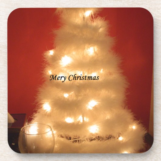 Dekorierte weiße Weihnachtsbaumsammlung Untersetzer (Vorderseite)