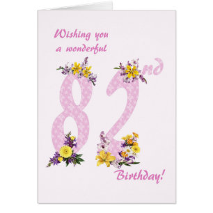 Dekorierte Zahl der 82. Geburtstagsfeiertage Blume