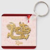 Dekorierter chinesischer Drache Neujahrsmonogramm Schlüsselanhänger (Rückseite)