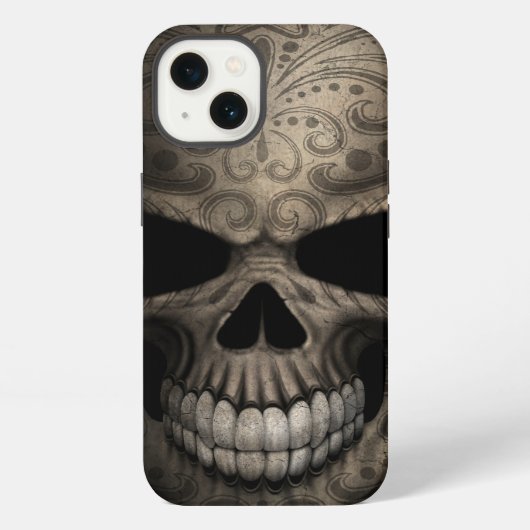 Dekorierter dunkler Schädel iPhone Hülle (Rückseite)