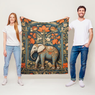 Dekorierter Elefant William Morris Inspiriert Flor Fleecedecke