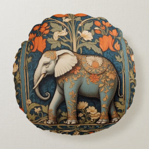Dekorierter Elefant William Morris Inspiriert Flor Rundes Kissen