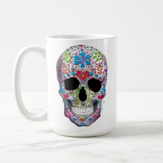 Dekorierter Schädel Kaffeetasse (Links)