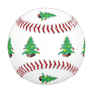 Dekorierter Weihnachtsbaum-Cartoon Baseball
