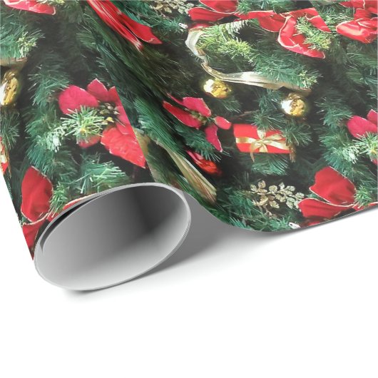 Dekorierter Weihnachtsbaum Rot Grün Geschenkpapier (Rolleneckpunkt)