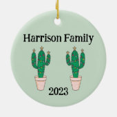 Dekorierter Weihnachtsbaumkaktus, personalisiert Keramik Ornament (Hinten)