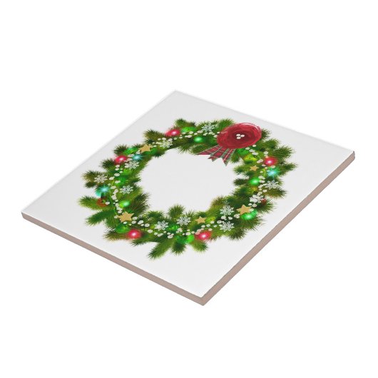 Dekorierter Weihnachtskranz Fliese (Seite)