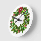 Dekorierter Weihnachtskranz Runde Wanduhr (Winkel)