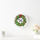 Dekorierter Weihnachtskranz Runde Wanduhr (Zuhause)