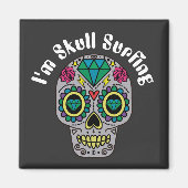 Dekoriertes Abstraktes Schädelmagnet Magnet (Vorne)