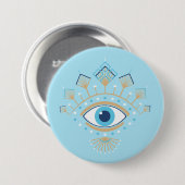 Dekoriertes griechisches Eye Türkisches Schutzsymb Button (Vorne & Hinten)