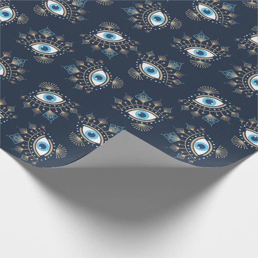 Dekoriertes griechisches Eye Türkisches Schutzsymb Geschenkpapier (Ecke)